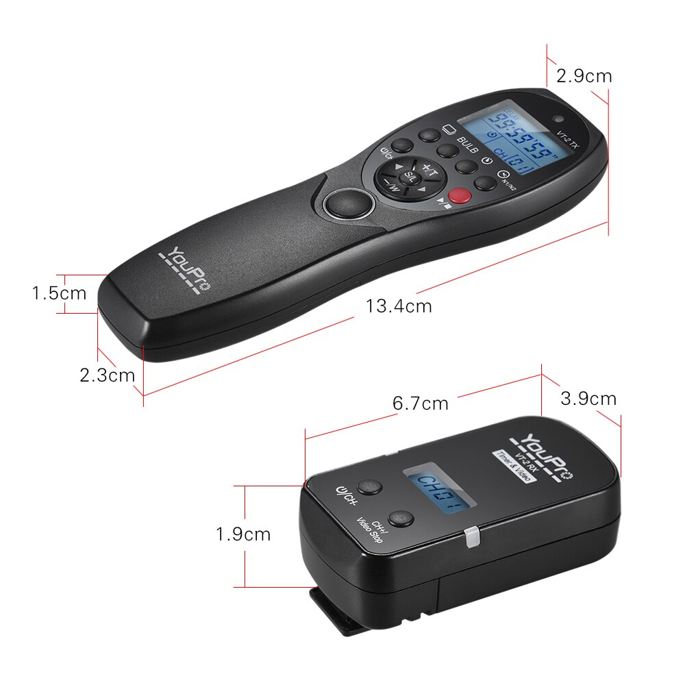 YouPro VT-2 Wireless Remote Control Commander LCD Timer Shutter Release Video Transmitter Receiver for Sony a7 Series Camcorder