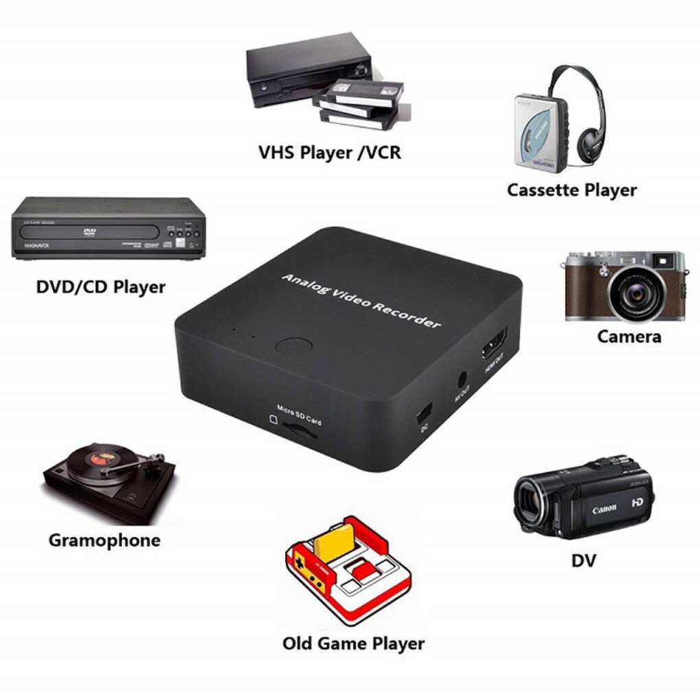 USB 2.0 Analog Video Recorder AV Capture Video Tapes Transfers to Digital Format VHS To Digital Converter for For Hi8,DVD,VCR