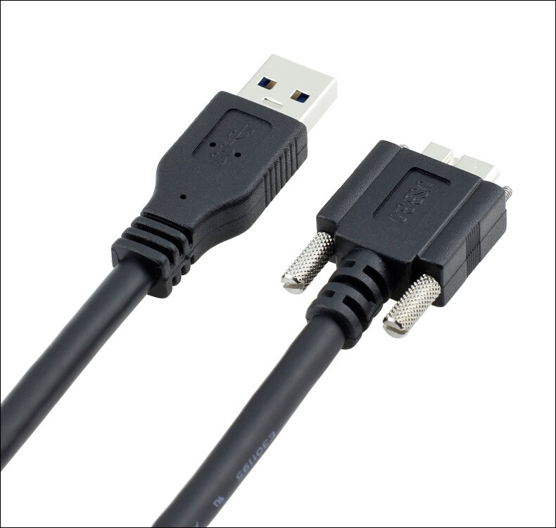 2m/3m USB 3.0 A/M to Micro B/M with Dual Screw Locking Cable SuperSpeed Supported, USB3 Vision Camera Compatible