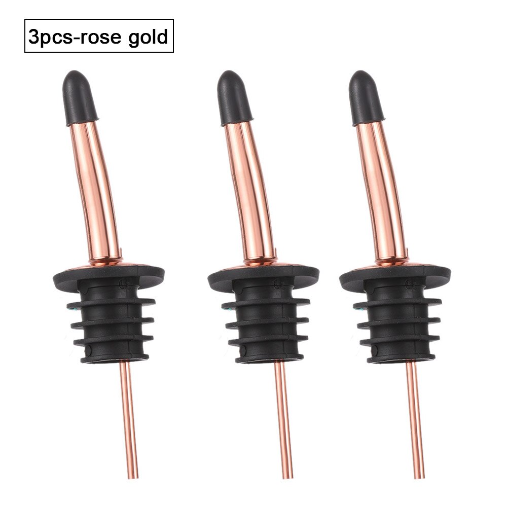 Bouchon de bouteille en bois/métal, 1 à 3 pièces, verseur de vin rouge, bec distributeur d'huile d'olive, bouchon de bouteille, outil de cuisine, accessoires de Bar: C-3pcs-rose gold