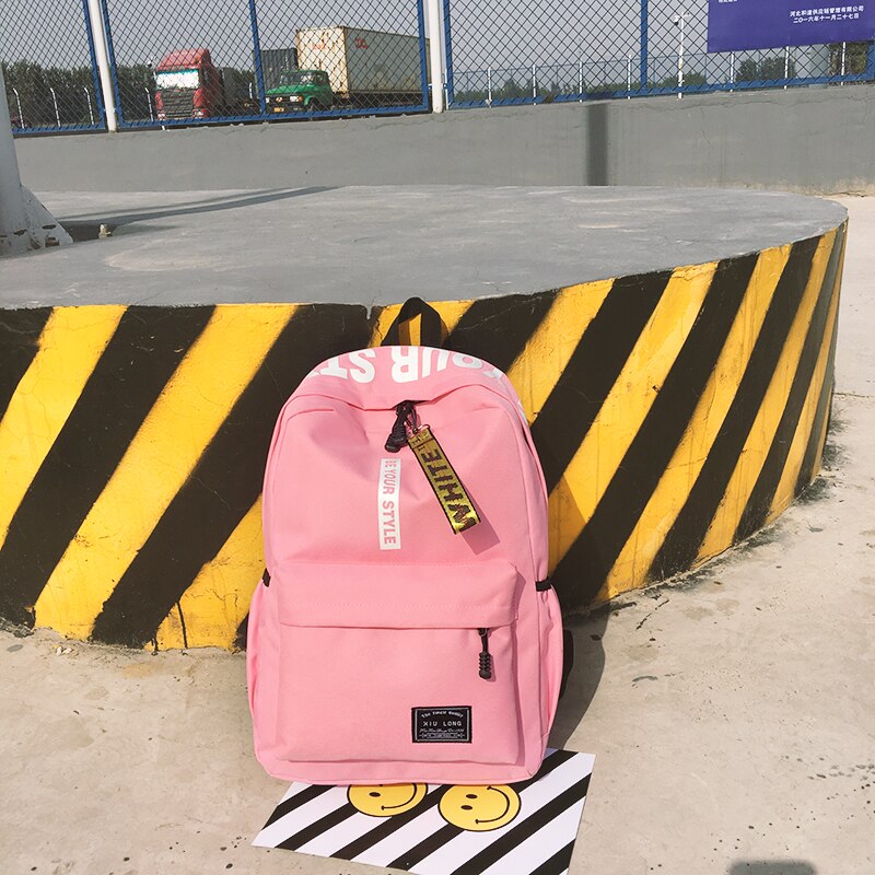 UOSC Black Women Backpack Female Nylon Teens Men Schoolbag Casual Style Student School Bags For Teenage Girls Back Pack Solid: pink