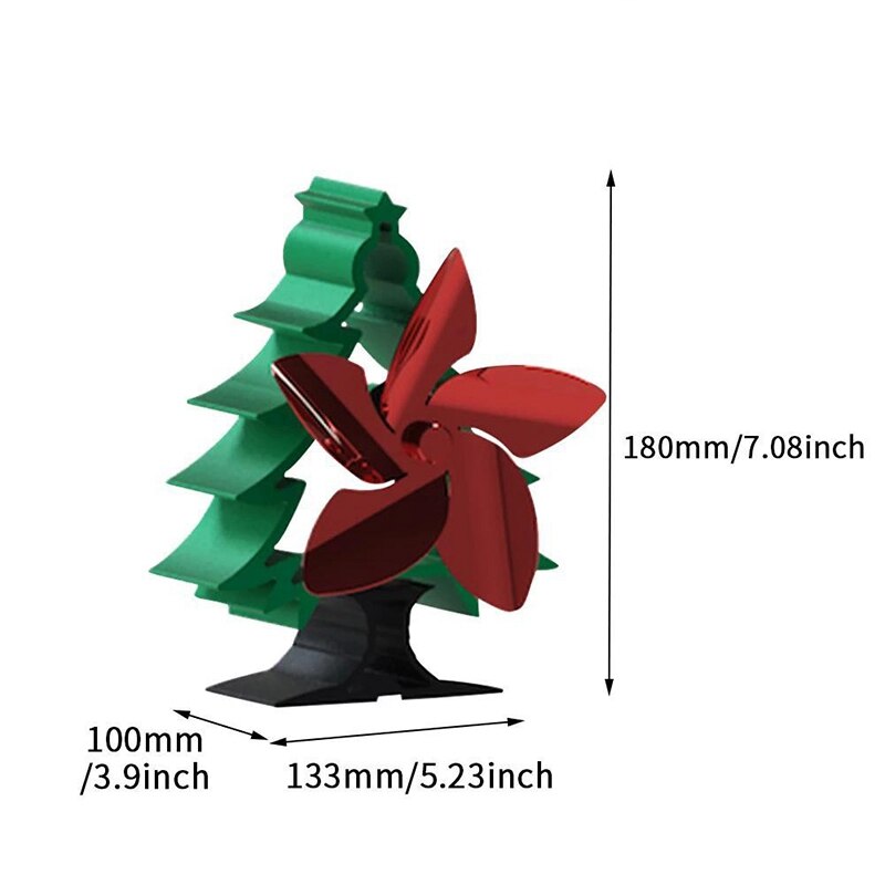 Christmas Tree Fireplace Fan 5-Blade Heat Powered Stove Fan Burner Eco Fan Quiet Home Fireplace Fan Efficient Heat
