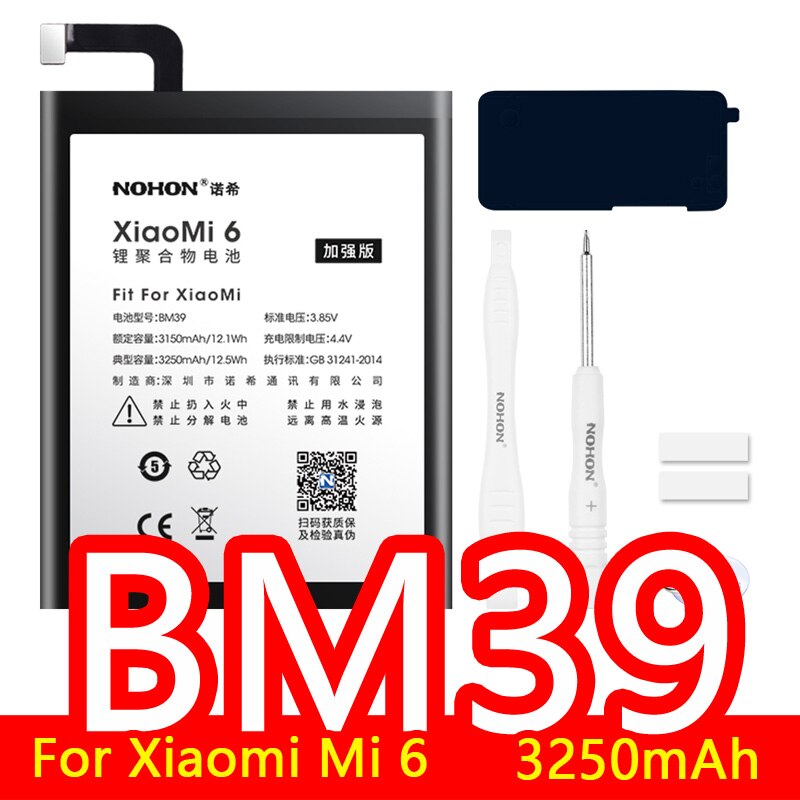 NOHON Batteria Per Xiao mi mi 5 mi 4C mi 6 mi 3 4 6X rosso mi nota 2 3 4 4X 5 BM35 BM22 BM36 BM3E BN31 BM45 BM46 BN41 BN43 BN45 Bateria: BM39