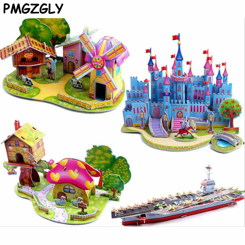 Nave da guerra Castello per bambini Giocattoli Puzzle 3D Puzzle Di Legno modello di puzzle giocattolo divertente puzzle per bambini Learning Education Cubi Magici