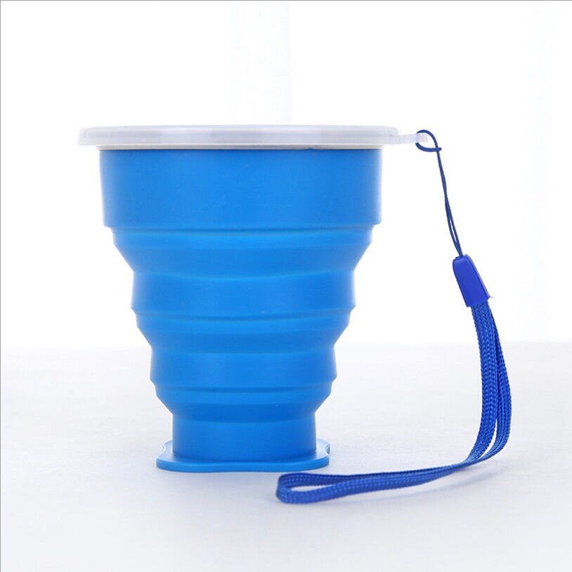 Eco Friendly Portable Folding Cup Silicone Folding Cup Telescopic Collapsible Outdoor Travel Camping Tool: Blue