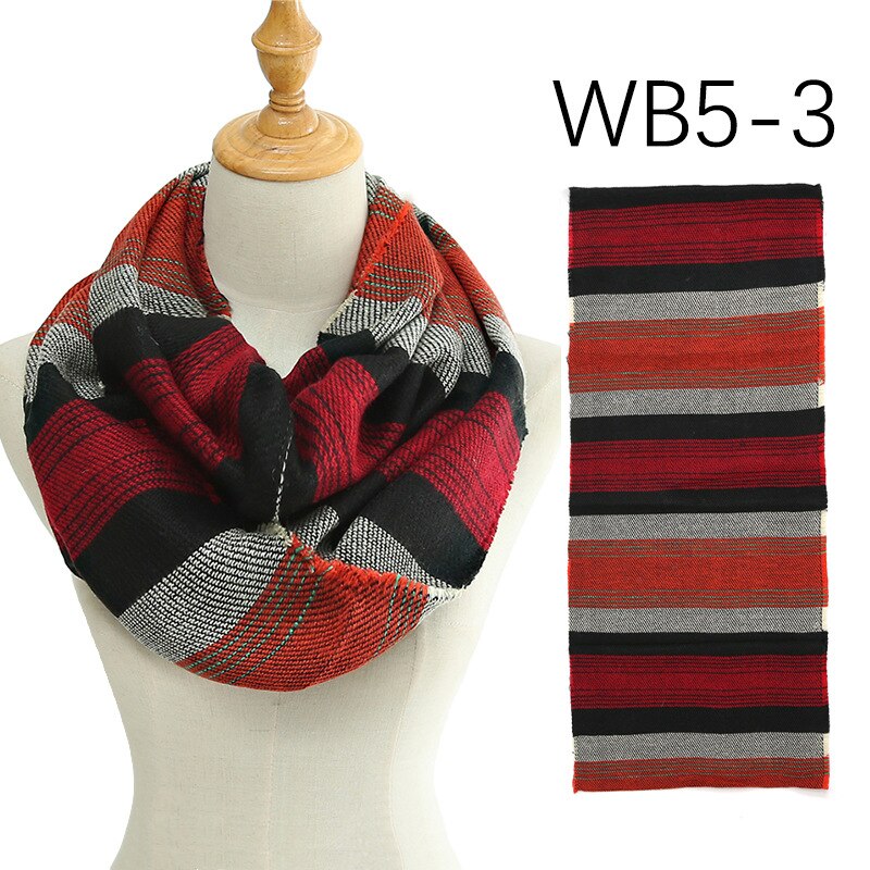 Écharpe d'hiver chaude en tricot pour homme et femme, écharpe snood rayée en cachemire, décontractée, col infini: 3