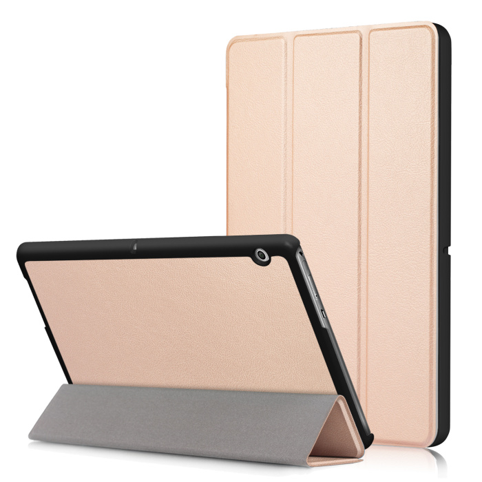 Case For Huawei MediaPad T3 10 AGS-L09 AGS-L03 9.6 inch Cover Tablet for Honor Play Pad 2 9.6 Slim Flip PU Case+Film+Pen: gold