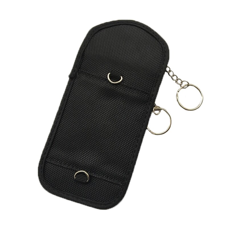 Faraday Car Key RFID Blocker Case Double Rings Pull Card Bags FOB Signal Blocking Shielding Pouch for Privacy Protection BAG1009