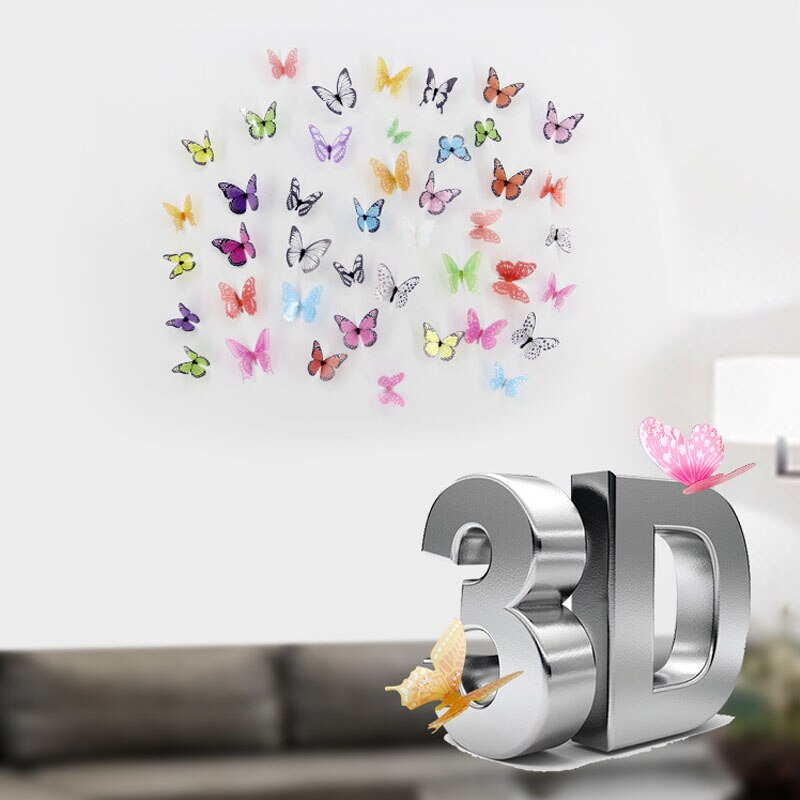 18 schmetterlinge 3D stereo Simulation Schlafzimmer dekoration aufkleber Kristall Schmetterlinge Wand Aufkleber Home Party Dekoration