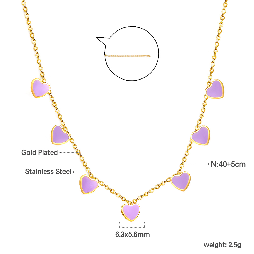 LUXUKISSKIDS Red Heart Charms Pendant Necklace Y2K Cute Tiny Love Heart Choker Babygirls Stainless Steel Jewelry Christmas: Light Yellow Color