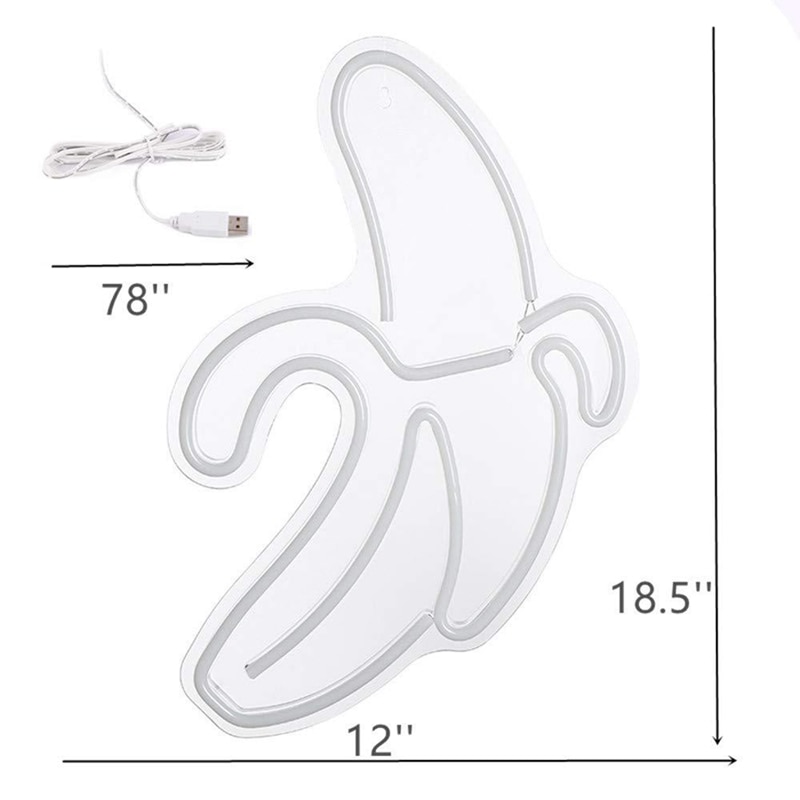 Banana Shaped Neon Signs LED Neon Lights Art Wall Decorative USB Lights for Room Wall Kids Bedroom Birthday Party Bar Decor