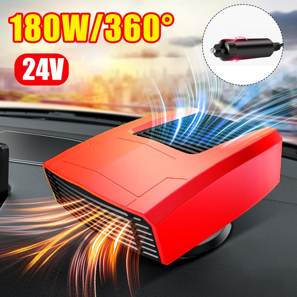 12V 24V 500W Car Heater Portable 360° Adjustmen 4 IN 1 Electric Heater Cooling Fan Air Purifier Windscreen Defogging Defrost: Red-24V