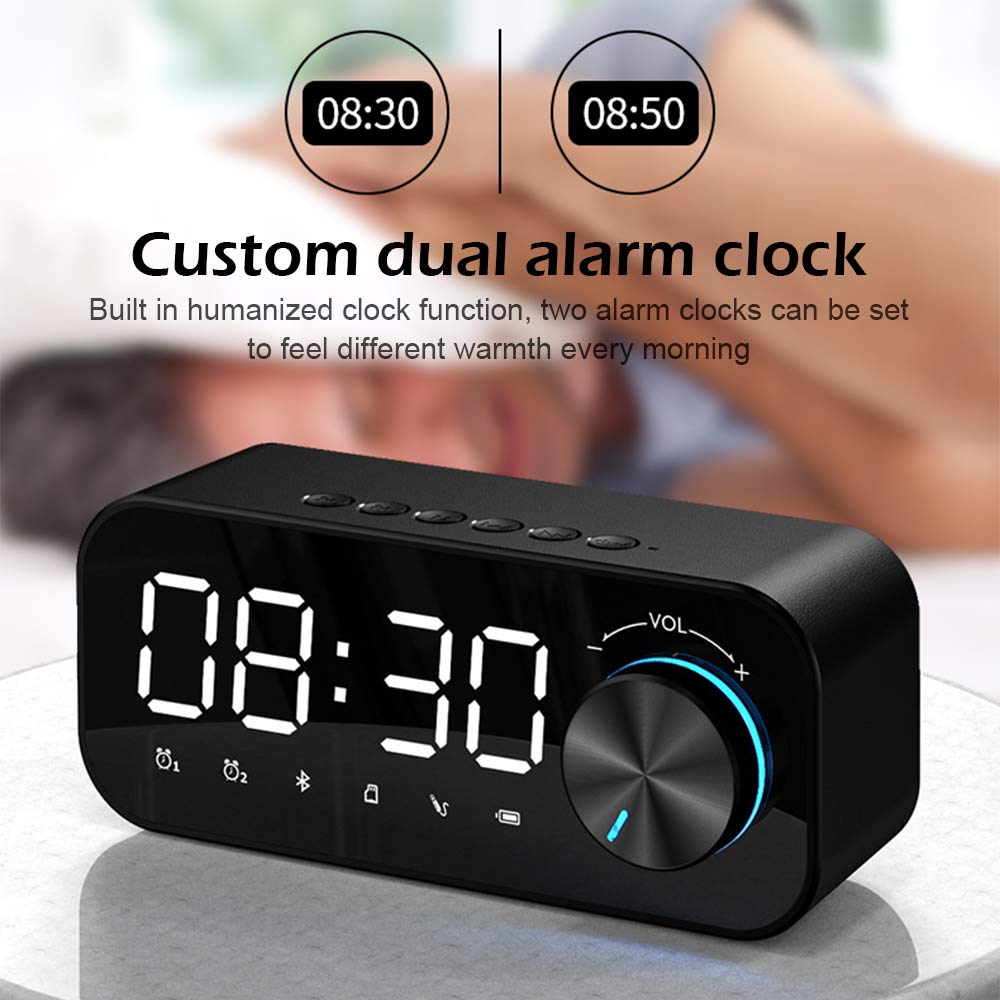 Alarm Clock Bluetooth Speaker LED Digital Display Alarm Clock Radio LED Wireless TF Card Subwoofer Music Player Table Clock