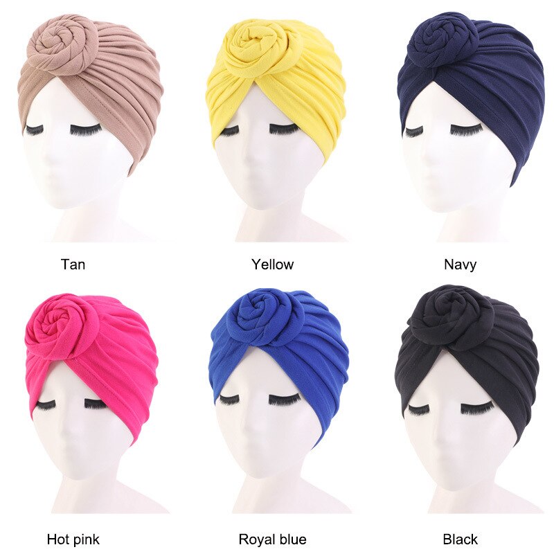6 Colors Cotton Bonnet Hair Styling Cap Head Cover Wrap Salon Night Hat Natural Curly Hair Double Elastic Bathing Sleep Women
