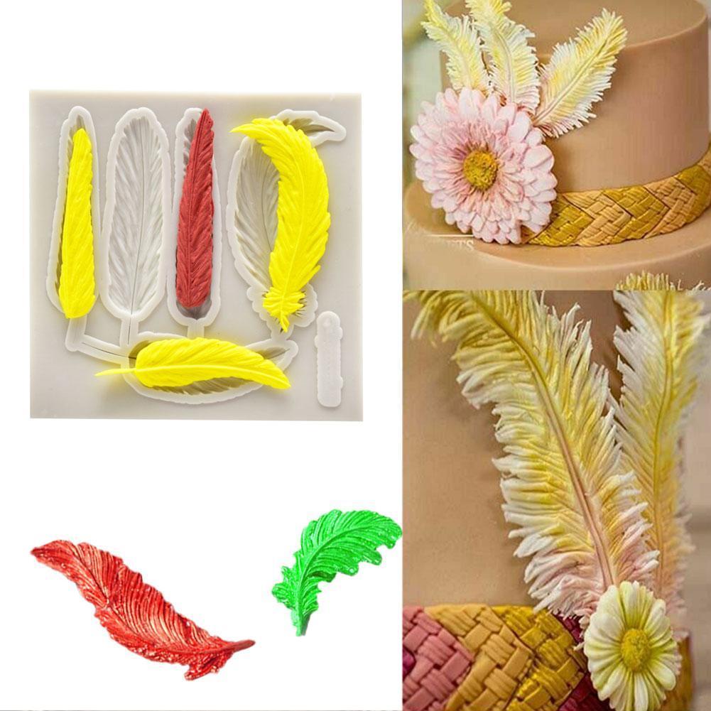 Feather Silicone Cookie Molds Cake Border Fondant Cake Decorating Chocolate Candy Molds Sugarcraft Gumpaste Clay Tools
