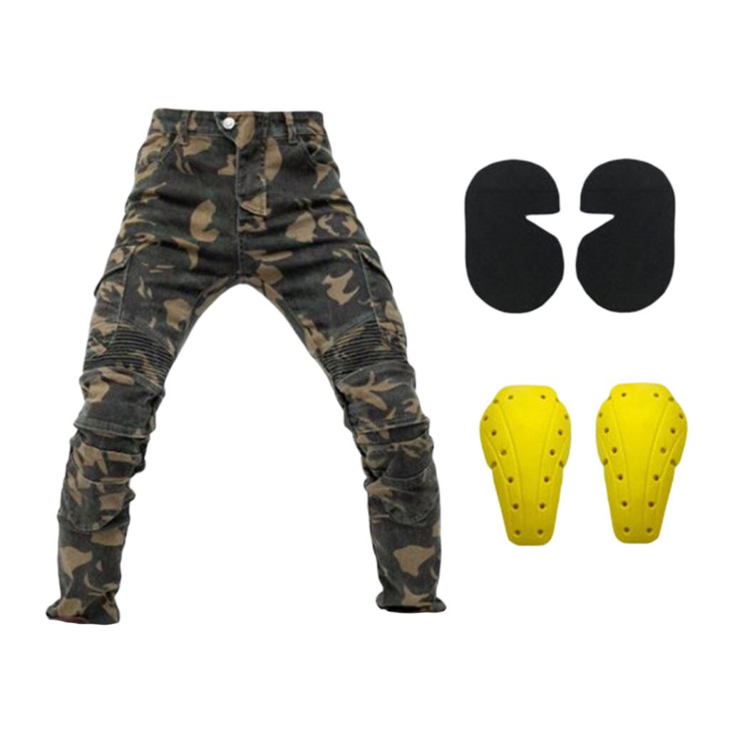 Heren Motorfiets Denim Jeans Zwart Biker Beschermende Voering Broek