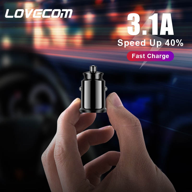 LOVECOM Mini USB Auto Ladegerät Adapter 3,1 EINE Mit Digital Led-anzeige Universal Schnelle Dual USB Telefon Auto-Ladegerät für Samsung iPhone