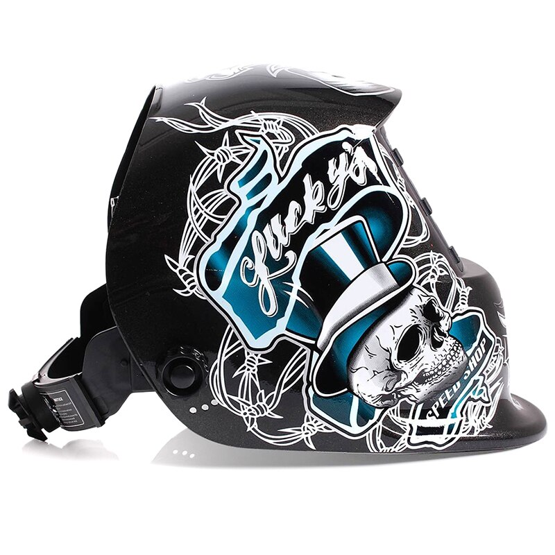 Welding Mask Helmet Solar Automatic Welding (Use Solar Energy for Refill) Black Skull and Spider web Protective Accessory