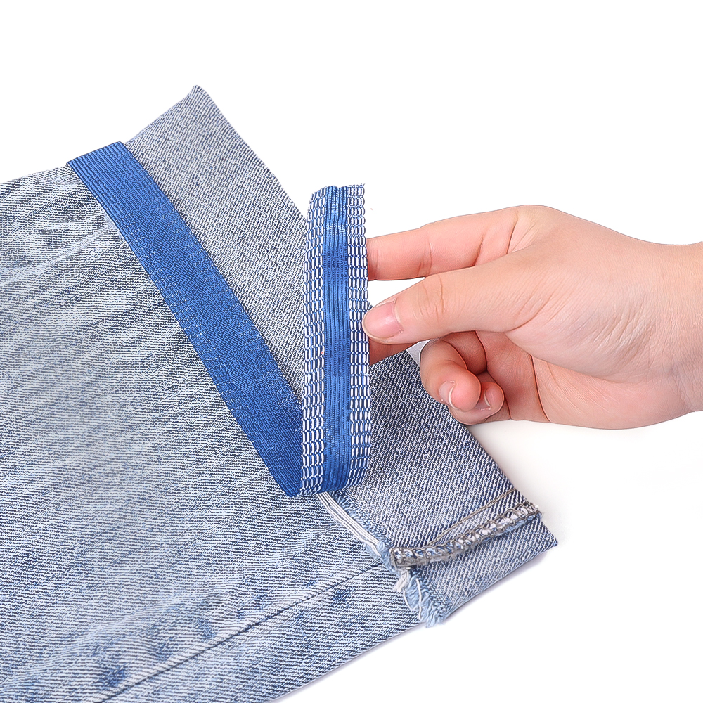Parches autoadhesivos para acortar bordes de pantalones, parches adhesivos para ropa, pantalones vaqueros, parches de tela para la boca, cintas de reparación para dobladillo, herramientas de costura