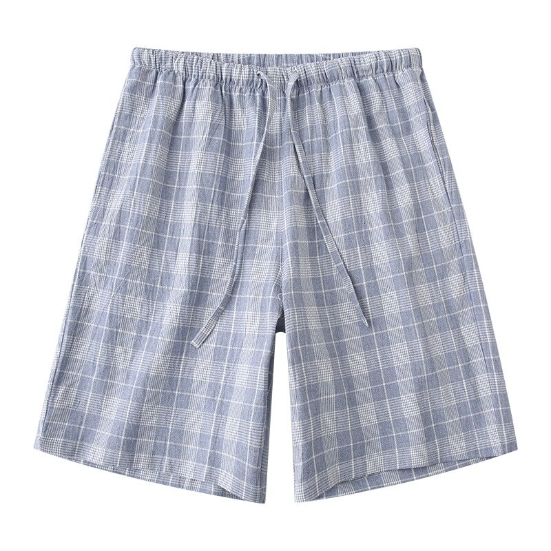 Summer Men's 100% Cotton Male Boxers Pajama Short Trousers Casual Plaid Underwear Pajama Shorts Home Sleepwear Sleep Bottoms: C / L