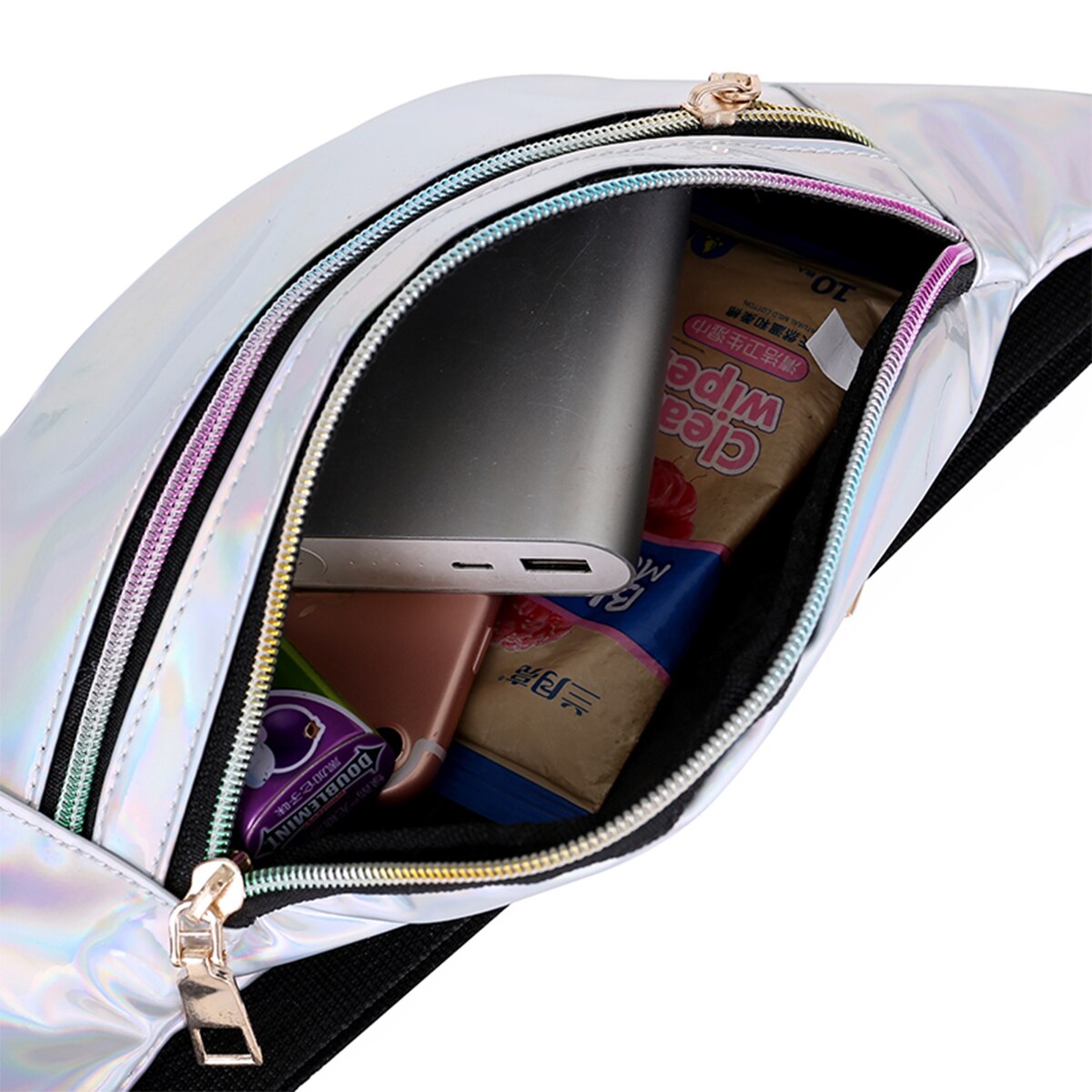 Holographic Fanny Pack Shiny Metallic Color Sport Waist Pack Belt Bum Shoulder Bags
