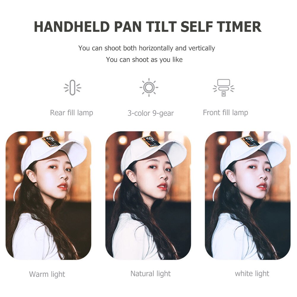 Wireless Handheld Gimbal Stabilizer Mobile Phone Selfie Stick with Fill Light Shutter for IOS Android Smartphone Tripod