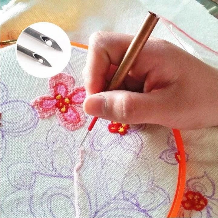 Punch needle broderi startsæt komplet sæt - magisk broderi pen punch nål syning punch pen sæt håndværksværktøj til begyndere