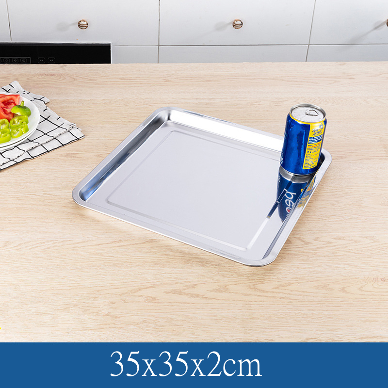 Stainless Steel Square Food Storage Tray Steamed Sausage Shallow Plate Bread Baking Pans Kitchen Accessories: Blue