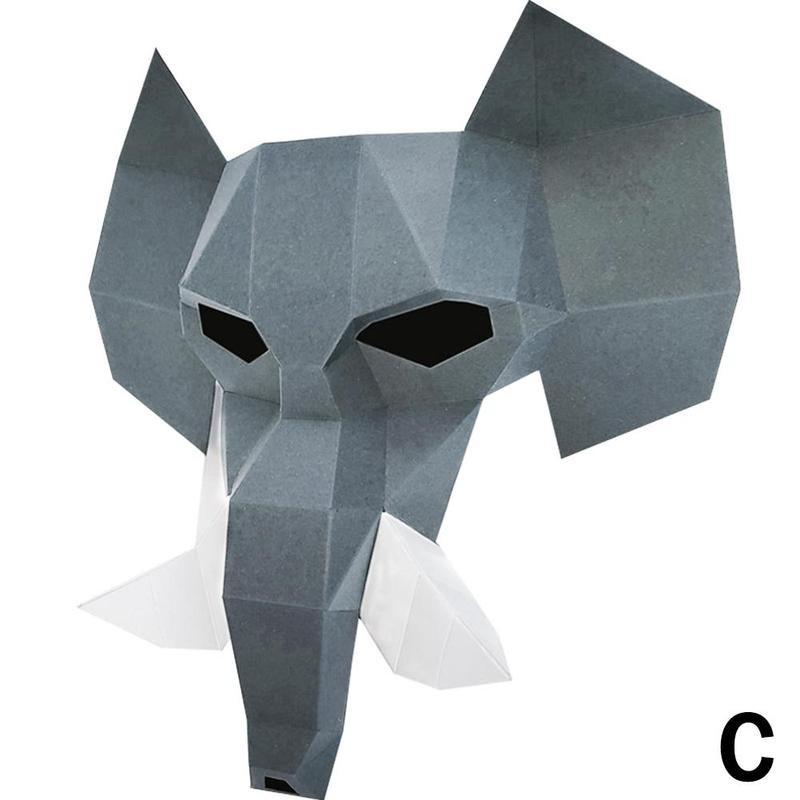 Bricolage demi visage papier masque à la main jouet 3D demi visage papier masque Papercraft jouet bricolage demi visage papier masque fête spectacle accessoire: C