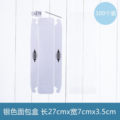 100pcs 27x7x3.5cm Bread tray + bread bag Cake roll Packing box Rectangular pastry box Baking supplies cake bag