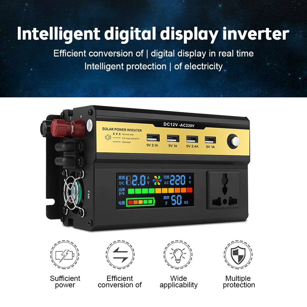 Sine Wave Inverter 6000W 5000W 4000W 3000W DC 12V/24V To AC 220V Portable Power Voltage Converter Car Solar Inverter