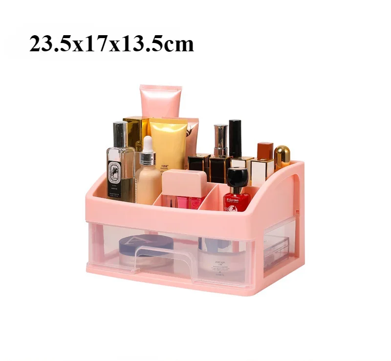Drawer Makeup Organizer Large Capacity Plastic Makeup Storage Box Lipstick Holder Large Capacity Office Supplies Storage Box: Brown
