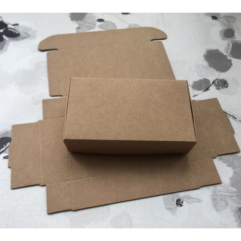 Natuurlijke Kraftpapier Verpakking Kleine Craft Box Vouwen Kraftpapier Bruin Handgemaakte Zeep Papier Kartonnen Doos