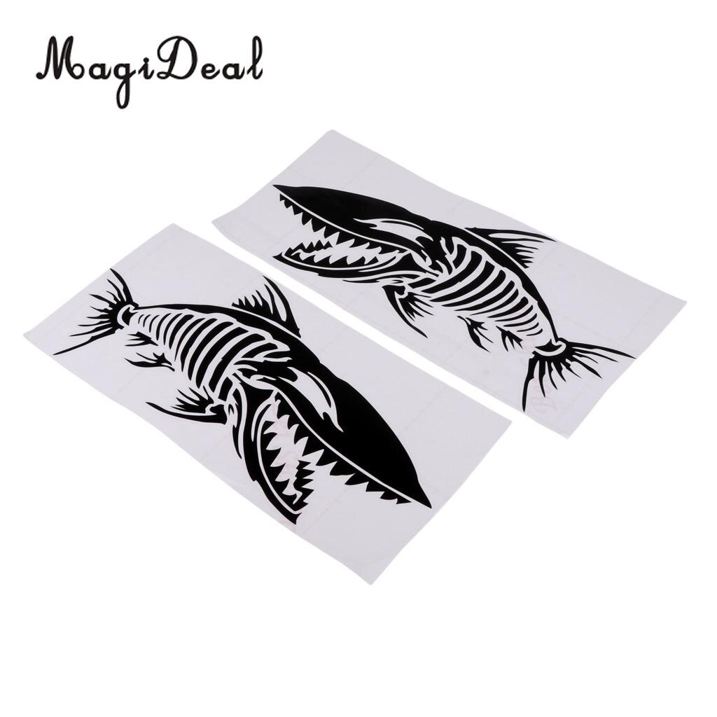 1 Pair Black Skeleton Fish Bone Stickers Cool Funny Decal for Car Kayak Ocean Boat Truck Bicycle Graphics - Waterproof &amp; Durable