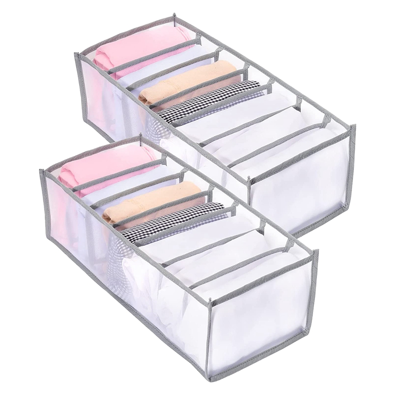 2 Pcs Wardrobe Clothes Organizer,Washable Clothes Organizer for Folded Clothes,Mesh Clothes Storage Organizer: Default Title