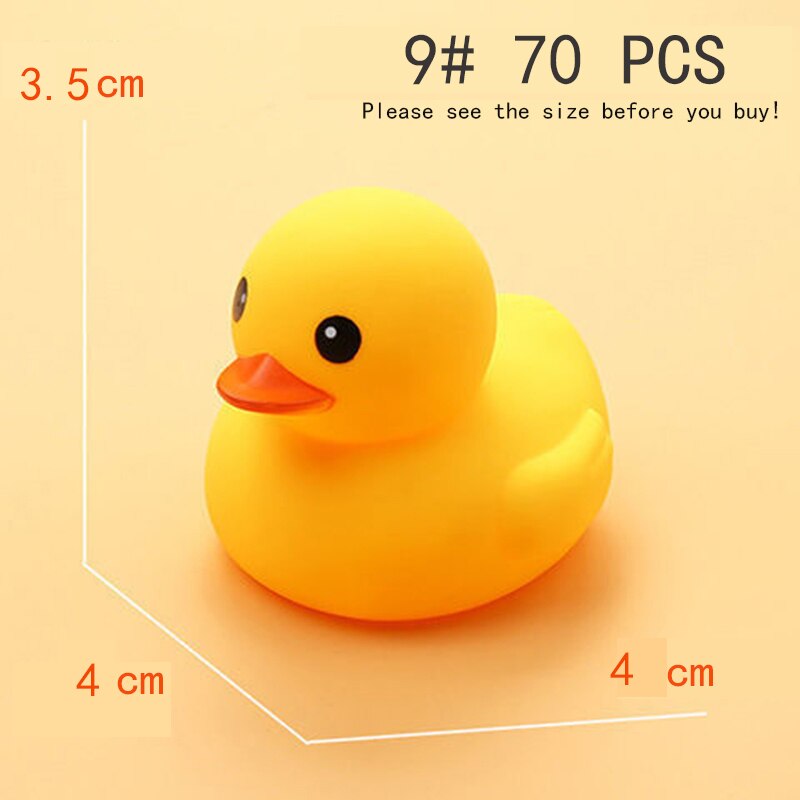 Small Animal Baby Bath Toy Water Squeeze Sounding Dabbling Soft Rubber Duck Kids Duckling Toys for Toddler 3 Years Shower Games: (9Duck) 70PCS