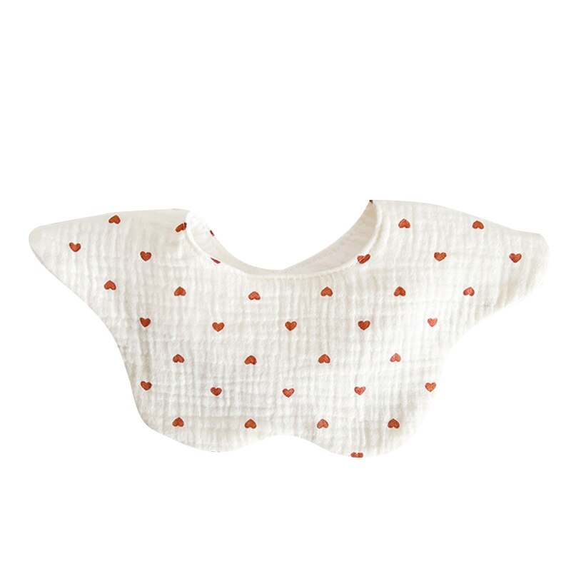 Cartoon Gedrukt Baby Bib Ronde Bloemblaadje Speeksel Handdoek Comfortabel Katoen Ademend