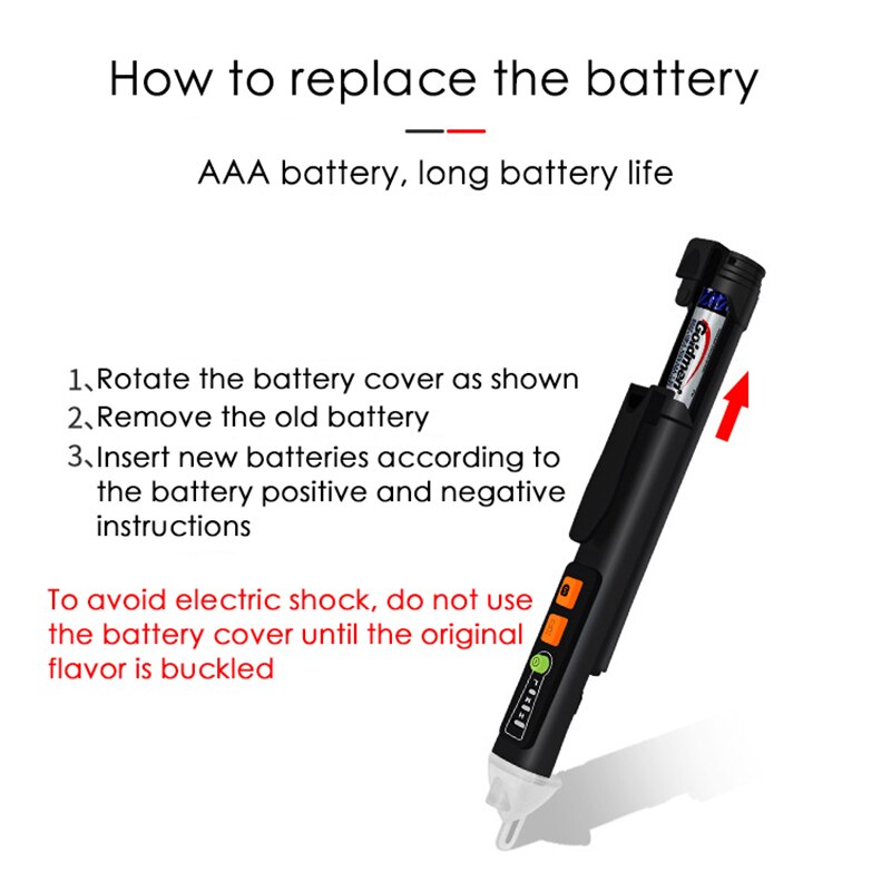 Non Contact Voltage Tester AC Electricity Detect Pen with Adjustable Sensitivity LCD Display LED Flashlight Buzzer Alarm