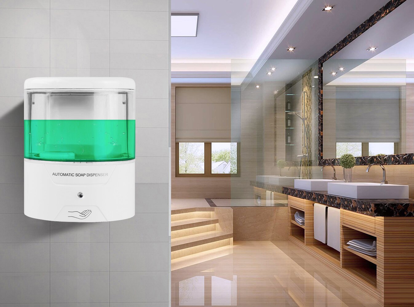600ml Liquid Soap Dispenser Automatic IR Sensor Soap Dispenser Wall Touch-free Kitchen Soap Lotion Pump for Kitchen Bathroom
