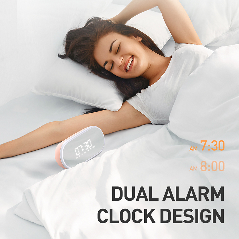 Baseus LED Digital Alarm Clock With Wireless Bluetooth Speaker Portable Night light Table Clock Desk Clocks For Home & Office