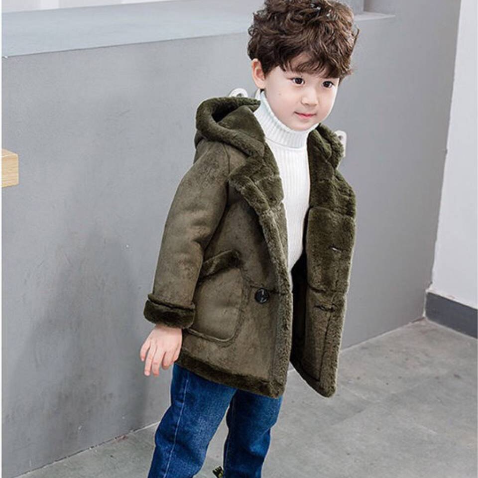 Solid Color Kids Boys Jackets For 2-8 Year Old Hooded Outerwear Autumn Winter Thicken Boys Clothing Coat Jackets