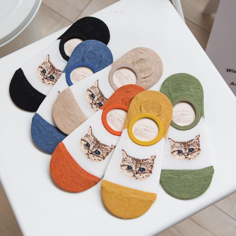 Ankelstrømper kvinders sjove dyr søde print no show sokker kvinder unisex skridsikre sokker sox tegneserie kat til kvinder