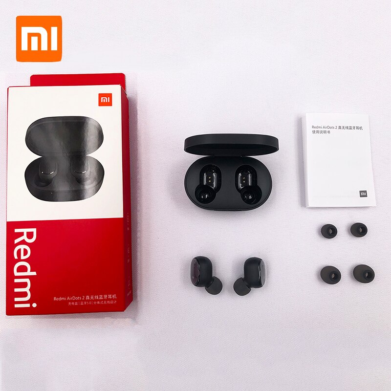 Xiaomi-auriculares Redmi AirDots 2, auriculares inalámbricos con Bluetooth 5,0, auriculares internos de graves estéreo con carga, auriculares Ture