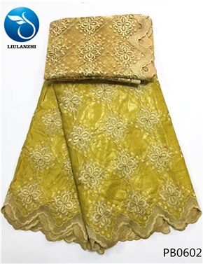 LIULANZHI negro riche getzner brode getzner riche tela de algodón tela bazin africano tissu con cuentas con 2 yardas de encaje neto PB06