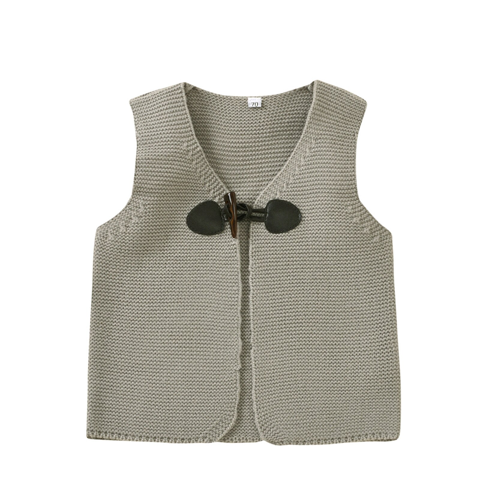 Toddler Infant Kids Boys Girls Solid Colors Warm Button Knitted Sweater Vest Coat Outwear Gentleman Clothes Waistcoat#p4: Gray / 6M