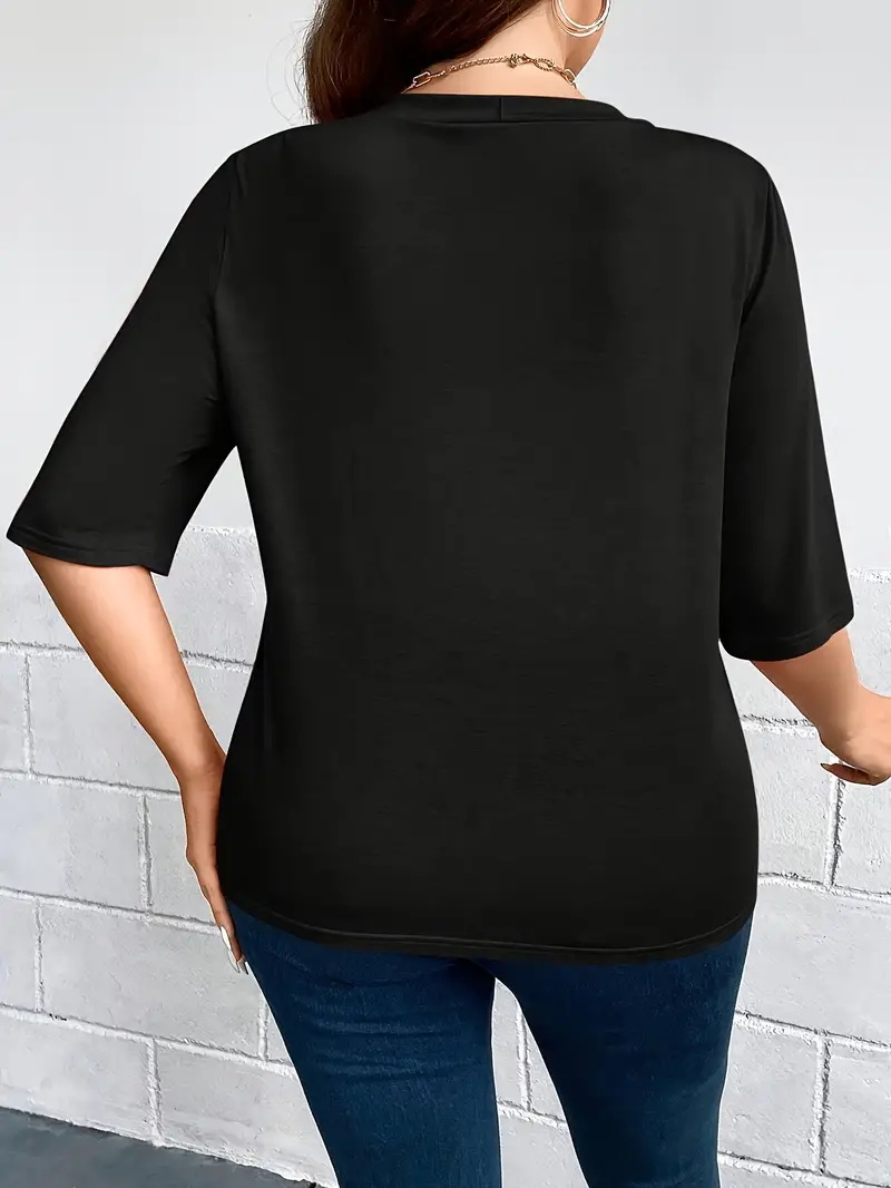 Blazer Drapé à Manches Trois-Quarts pour Documents, Veste Simple et Polyvalente, Couleur Unie, Grande Taille