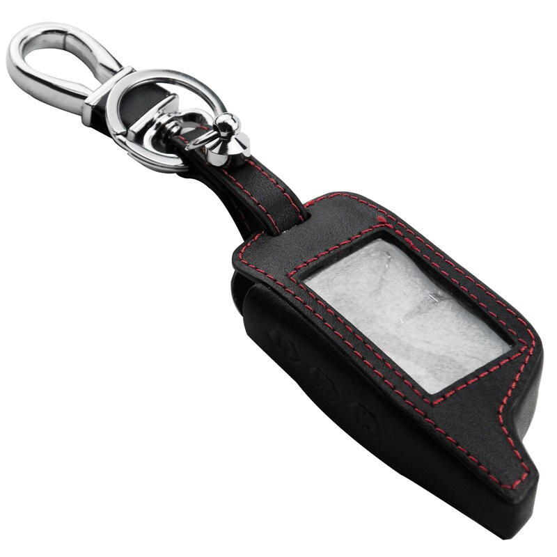 Jingyuqin B9 Leather Key Case Voor Starline B9/B91/B6/B61/A91/A61/v7 C9 Kgb FX-5 Jaguar Ez-Een Lcd Manier Auto Remote 2 Weg Alarm: Red Thread