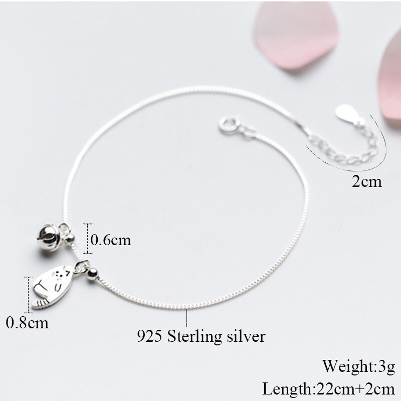 925 silber Schmuck Glückliche Katze Glocke Anhänger Armbinde/Fußkettchen Weibliche modisch Haustier Ebene Armbänder Strand Hochzeit Bein Auf Fuß schmuck