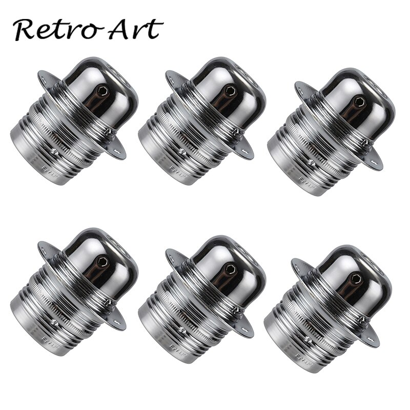 Metalen lamphouder E27 gepolijst vintage Edison lamp socket met ring