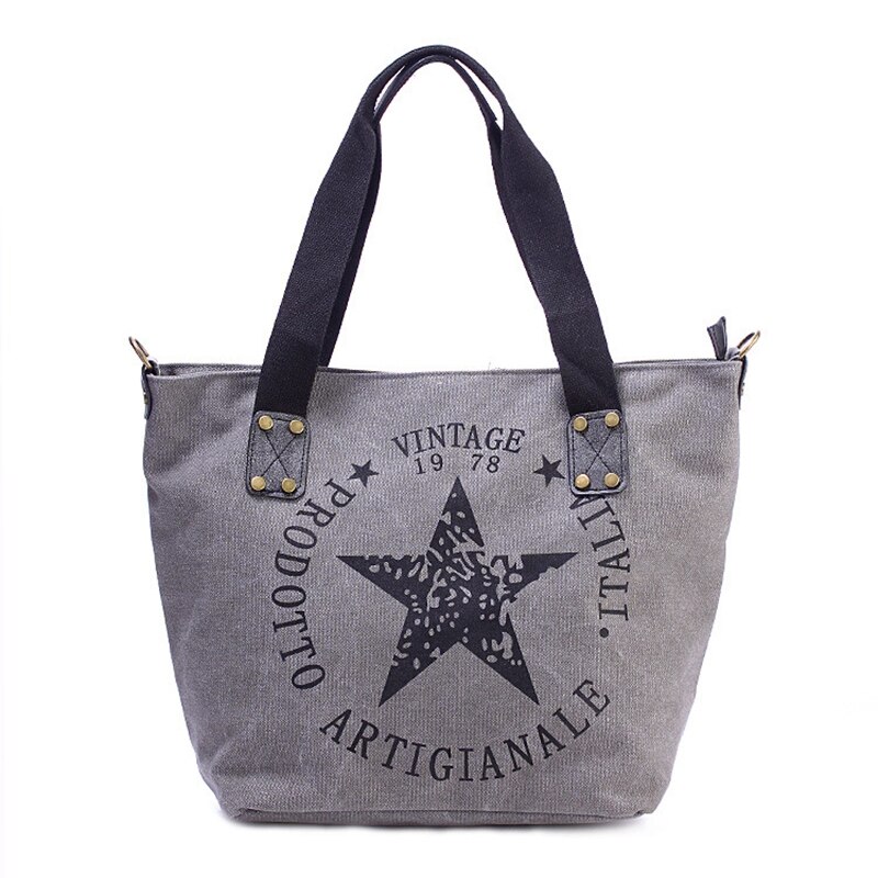 canvas women shoulder bag Large capacity casual Tote Pentagram printing handbags vintage style women bag